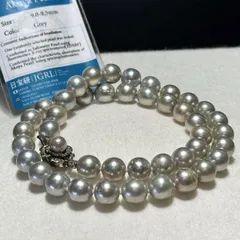 9.0〜9.5㎜【大珠】アコヤパール グレー ネックレス 46㎝ 57.7g 本真珠 リアル pearl jewelry necklace アクセサリー SILVER刻印 SS126