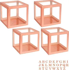 All Trust バルーンボックス アルファベット お祝い イベント 小道具 26文字 4箱セット (ローズゴールド)