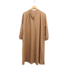 グローバルワーク GLOBAL WORK シャツ ワンピース 長袖 ロング 無地 とろみ素材 M キャメル 茶 /FT23