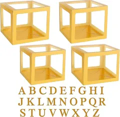 All Trust バルーンボックス アルファベット お祝い イベント 小道具 26文字 4箱セット (ゴールド)