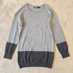 DKNY ニット ウールセーター／ メンズ Sサイズ グレー×グレー 配色 バイカラー シンプル 美品 ウール100％のサムネイル