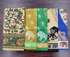 インド綿100％ ハンカチ 象柄 5枚セット 大判 50cm お弁当包み B