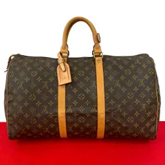 極 美品 LOUIS VUITTON ルイヴィトン ヴィンテージ キーポル 50 モノグラム レザー ボストンバッグ 旅行かばん ブラウン 茶 55765