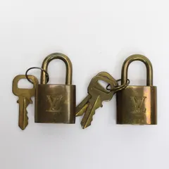 544)【2個セット】ルイヴィトン LOUIS VUITTON カデナ パドロック 南京錠 鍵 小物 ロゴ刻印