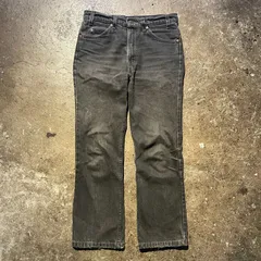 LEVI'S 90s 517 オレンジタブ USA製 ブーツカット デニム パンツ ボタン裏 刻印 575 リーバイス 先染めブラック 1990s ジーンズ W33 L32