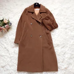高級　マックスマーラ　MAXMARA　白タグ　ダブル　ロングコート　チェスターコート　大きいサイズ　ウール　ブラウン　茶色　42　XL　ダブルブレスト　通勤　オフィス　カジュアル