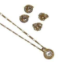 【お得３点セット】美品　GIVENCHY　ロゴ　ネックレス　イヤリング　ゴールド　ストーン　ジバンシー