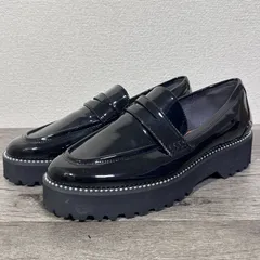 美品 ダニエラアンドジェマ 晴雨兼用 レイン対応 スタッズローファー トラックソール 厚底ローファー 39 24.5cm ブラックエナメル