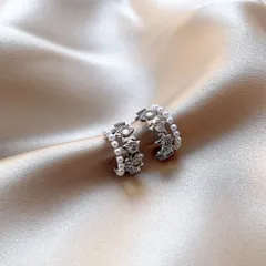 ピアス シルバー｜パール ジルコニア 上品 小ぶり 韓国 大人可愛い