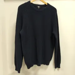 ks134◆UNIQLO ユニクロ セーター クルーネックセーター メンズ  XLサイズ ネイビー リブ編み 長袖