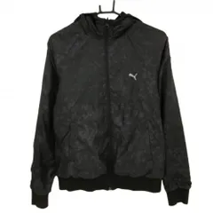 プーマ リバーシブルジップパーカー 黒系 総柄 裏黒 胸ロゴ レディース L ゴルフウェア PUMA