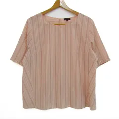 インディヴィ ブラウス シャツ トップス 半袖 ストライプ柄 プルオーバー 大きいサイズ レディース 44サイズ ピンク INDIVI 【中古】