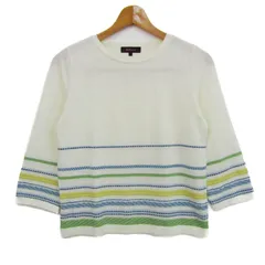 リフレクト ニット トップス 七分袖 ボーダー柄 セーター 日本製 レディース 9サイズ 白×青×黄 Reflect 【中古】
