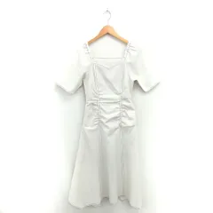 ラグナムーン LagunaMoon ワンピース フレア ロング スクエアネック プルオーバー 半袖 S アイボリー /TT