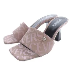 ヴェルサーチ ヴェルサーチェ VERSACE ロゴジャガード ミュールサンダル スクエアトゥ 36 ピンク