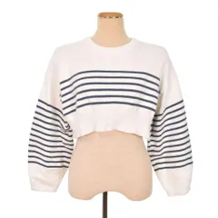 アダムエロペ Adam et Rope' ショート丈 ボーダー ニット セーター 長袖 F 白 ホワイト ■FY