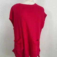 【美品】conges payes ADIEU TRISTESSE 麻混 ニットベスト レッド ゆったりのサムネイル