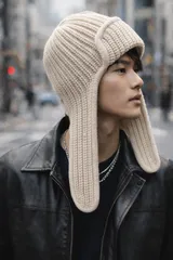 【新品】フライトニットキャップ 耳つき