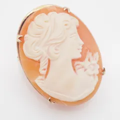 M926 シェルカメオ ブローチ 女性横顔 シルバー デザイン ヴィンテージ