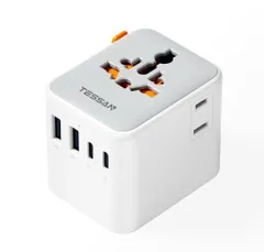 ★海外 変換プラグ 全世界対応 コンセント 変換プラグ TESSAN 旅行 便利グッズ BF O A Cタイプ 変換アダプター 6台同時充電 2AC口 2USB C 2USB A 韓国 イギリス オーストラリア タイ 香港 中国 シンガポール ヨーロッパへ