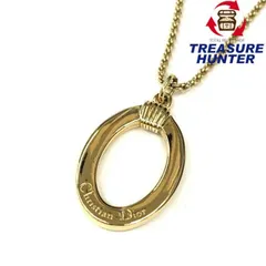 Christian Dior(ディオール)　オーバルサークル　ロゴ　ネックレス　メッキ　ゴールドカラー　レディース 【102060666003】