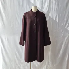 LEPORTE カシミア100% バーガンディ ハイネック ロングコート