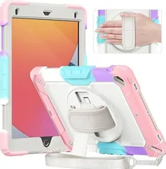 iPad Air2/9.7インチ 第6/ 5世代 ケース 2018/ 2017モデル かわいい 耐衝撃 頑丈 保護フィルム付き 360°回転スタンド 角度調整 縦置き/横置き ハンドストラップ