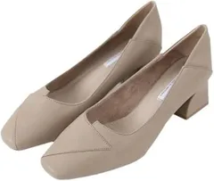 NOVUS VENTUS ローヒール パンプス 太 チャンキー スクエアトゥ レディース 歩きやすい 女性 オールシーズン 無地 カジュアル フォーマル 靴 (ベージュ,  23.5 cm)