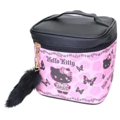ハローキティ コスメポーチ ミラー付きバニティポーチ ギャル3 BK サンリオ 畑山商事 小物入れ 化粧ポーチ 大容量 キャラクター グッズ 