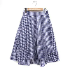 R THOMAS MASON オンワード樫山 ギンガムチェック ラップスカート ひざ丈 フレア コットン 綿 32 ネイビー 紺 /FT40