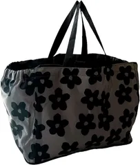 Noah État de pleine satisfaction ノア レジカゴ対応 保冷 エコバッグ 大容量 折り畳み 軽量 (フラワー/グレー)