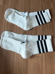 アディダス 白 3本線 靴下 2足 新品