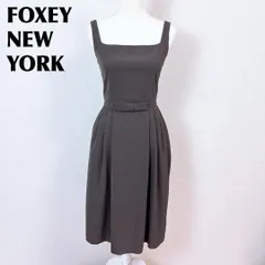 【美品】FOXEY NEW YORK ノースリーブワンピース フレアリボン 38