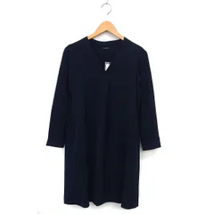 ロッソ ROSSO アーバンリサーチ ゆったり ワンピース ひざ丈 タック シンプル 長袖 F 紺 ネイビー /NT18
