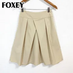 【美品】FOXEY NEW YORK フレアスカート 膝丈 38 ライトベージュ