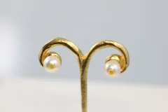 良質あこや真珠 サージカルステンレス スタッド 天然カラーサファイアゴールデン入りピアス　7.4㎜～