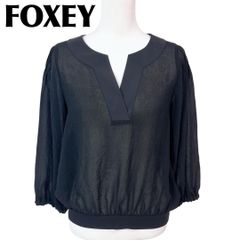 FOXEY NEW YORK アイボリー 五分袖シルキーブラウス - メルカリ