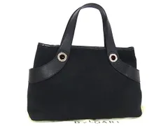 ■新品同様■ BVLGARI ブルガリ ロゴマニア キャンバス×レザー ハンドバッグ トートバッグ レディース ブラック系 FR5020