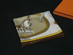 ■新品同様■ HERMES エルメス Grand Apara【盛装の馬】カレ90 シルク100% 大判 スカーフ ストール ショール ブラウン系 FU5647