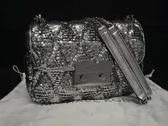 ■新品同様■ MICHAEL KORS マイケルコース Sloan スパンコール×レザー チェーン ショルダーバッグ 斜め掛け シルバー系 FU6826