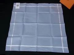 ■新品■未使用■ HERMES エルメス  Hレリーフ コットン100％ ハンカチ ハンカチーフ レディース メンズ ブルー系 FU5457