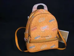 ■新品■未使用■ MICHAEL KORS マイケルコース RHEA エクストラスモール MK柄 PVC リュックサック バックパック オレンジ系 BP6399のサムネイル