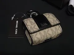 ■新品■未使用■ MICHAEL KORS マイケルコース MK柄 PVC×レザー AirPodsケース エアポッズケース レディース ベージュ系 BN6442