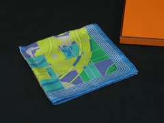 ■新品■未使用■ HERMES エルメス HERMES SPORT 【エルメススポーツ】カレ45 プチカレ ガヴロッシュ シルク スカーフブルー系 FR7504