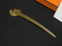 ■新品同様■ HERMES エルメス バッファローホーン かんざし 髪留め 髪飾り ヘアアクセサリー レディース ベージュ系 FR7625