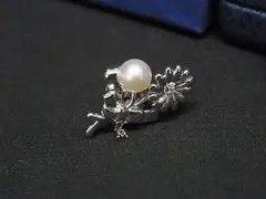 ■極美品■ MIKIMOTO ミキモト 本真珠 アコヤ真珠 パール約7mm 花束 ピンブローチ ピンバッチ アクセサリー シルバー系 BT0580
