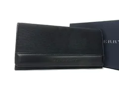■新品■未使用■ BURBERRY バーバリー ナイロンキャンバス×レザー 二つ折り 長財布 ウォレット 札入れ 小銭入れ ブラック系 BR1268