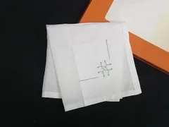 ■新品同様■ HERMES エルメス コットン100％ ハンカチーフ ポケットチーフ レディース メンズ ホワイト系 BN7096