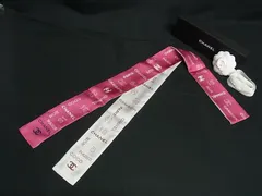 ■新品■未使用■ CHANEL シャネル ココマーク ロゴ シルク100% ツイリー リボンスカーフ レディース ピンク系×アイボリー系 FV6133