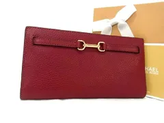 ■新品同様■ MICHAEL KORS マイケルコース レザー 二つ折り 長財布 ウォレット 小銭入れ 札入れ レディース レッド系 BS1862
